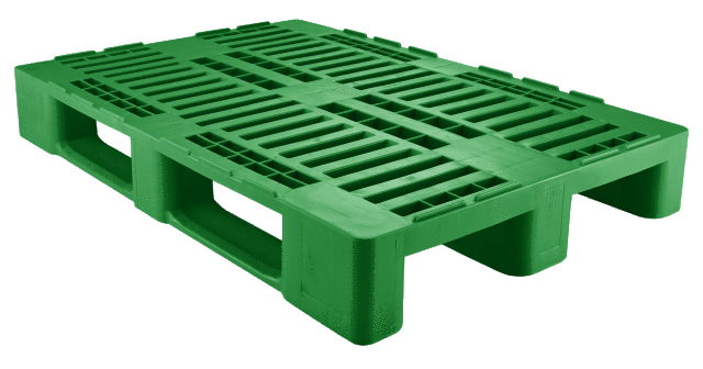 H1 Hygienic Plastic Pallet 1.200 x 800 mm, 3 Runners, GREEN