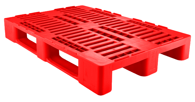 H1 Hygienic Plastic Pallet 1.200 x 800 mm, 3 Runners, RED