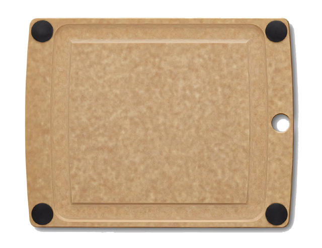 Victorinox cutting board made of paper composite with rubber feet and juice groove in natural