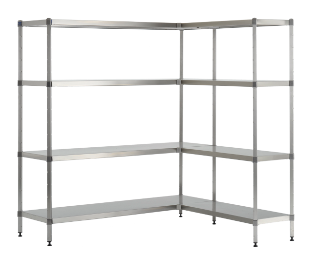 Modulares Regalsystem aus Edelstahl